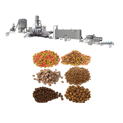 Línea de producción automática de alimentos para mascotas con extrusora de tornillos gemelos